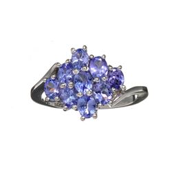 APP: 1.9k Fine Jewelry 1.80CT Oval Cut Violet Blue Tanzanite And Platinum Over Sterling Silver Ring