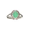 APP: 0.8k Fine Jewelry 0.96CT Oval Cut Green Emerald And Sterling Silver Ring