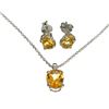 Image 1 : APP: 0.5k 1.68CT Oval Cut Citrine Quartz Sterling Silver Pendant With 18'''' Chain And 1.60CT Oval C