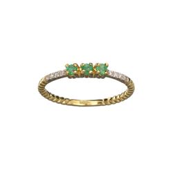 APP: 0.6k Fine Jewelry 14 KT Gold, 0.18CT Green Emerald And Diamond Ring