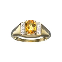 APP: 0.4k Fine Jewelry 1.38CT Citrine And White Sapphire With Gold Overlay Sterling Silver Ring