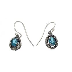 Rare Designer Sebastian Vintage, Blue Topaz And Sterling Silver Earrings