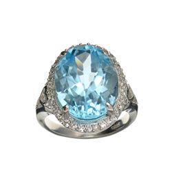 APP: 1k Fine Jewelry 11.05CT Blue Topaz And White Sapphire Sterling Silver Ring