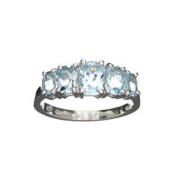 APP: 0.3k Fine Jewelry 3.00CT Cushion Cut Blue Topaz And Sterling Silver Ring