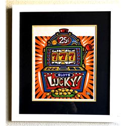Burton Morris - ''''Slot Machine'''' Orange Framed Giclee Original Signature