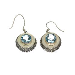 APP: 0.4k 9.00CT Round Cut Blue Topaz Sterling Silver Earrings