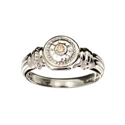 APP: 0.8k Fine Jewelry 0.05CT Round Cut Diamond And Platinum Over Sterling Silver Ring