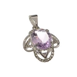 APP: 0.6k Fine Jewelry 2.50CT Purple Amethyst And White Sapphire Sterling Silver Pendant