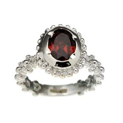 Fine Jewelry Designer Sebastian, Garnet And White Topaz Sterling Silver Ring