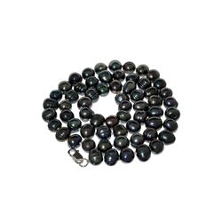 Gorgeous 18'' Black Dyed Pearl Strand with Sterling Silver Clasp Necklace