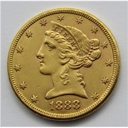 1888-S LIBERTY $5 GOLD HALF EAGLE