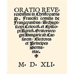 Frangepán [Ferenc], Francisc(us) - Oratio reverendissimi in Christo patris D. Francisci comitis de F