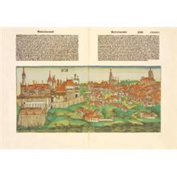 Buda látképe Hartmann Schedel: Liber Chronicarum (Nürnberg, 1493) címu munkájának latin nyelvu elso 