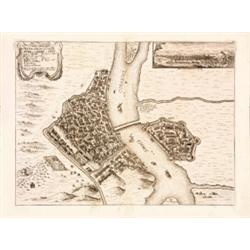 Vero Disegno e Pianta Della Citta di Buda ouero Offen, e Pest. - Buda és Pest rézmetszetu látképe ma