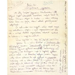 Jókai Mór (1825-1904) író három oldalas szolészeti és borászati témájú, saját kezu, tintával írt kéz