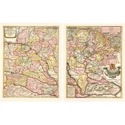 Ungaria Occidentale [...] - Ungaria Orientale [...]Két önálló, gyönyöru színezésu, rézmetszetu lap, 