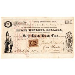 RARE 1865 Civil War Bucks County Pennsylvania Enlistment Bounty Fund 6% Bond