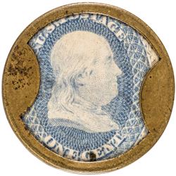 Encased Postage Stamp, EP-23, 1¢, JOHN W. NORRIS. Chicago, IL. Hi Rarity-8