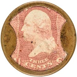 Encased Postage Stamp, 3¢, AYERS SARSAPARILLA, Small AYERS Type. Choice AU