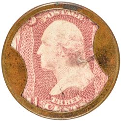 Encased Postage Stamp, 3¢ BURNETT’S STANDARD COOKING EXTRACTS Rarity-6 Ch. EF