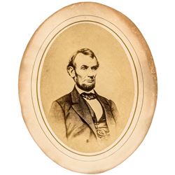 1864 President Abraham Lincoln Matthew Brady $5 Note Oval Albumen Photograph