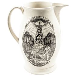 c 1805 Federal Period Historic Liverpool Creamware Pitcher - WASHINGTON IN GLORY