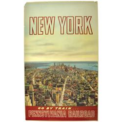 c. 1960 NEW YORK titled Pennsylvania Railroad Travel Poster