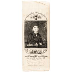 1845 General Andrew Jackson Silk Mourning Ribbon Lovely and Scarce Type