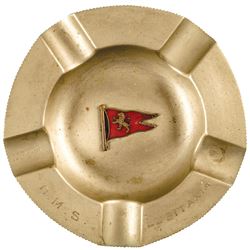 c. 1910, R.M.S. LUSITANIA Engraved Souvenir Ashtray