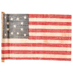 c. 1876 United States Centennial 13-Star Parade Flag With Hand-Pole Choice EF