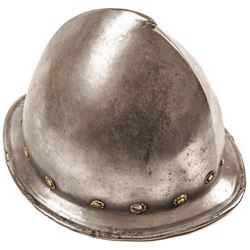 Exceptional c 1550 16th Century Italian One-Piece Metal Soldiers Cabasset Helmet