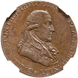 1795 Washington Grate Halfpenny Large Buttons Reeded Edge NGC graded MS-64 Brown