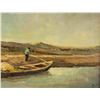 Image 4 : Artist Signed Oil on Board Boat Landscape
