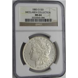 1883-O MORGAN SILVER DOLLARS NGC MS 64