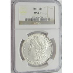 1897 MORGAN SILVER DOLLAR NGC MS 61