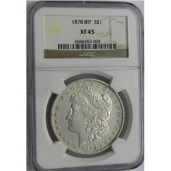 1878 8TF MORGAN SILVER DOLLAR NGC XF 45