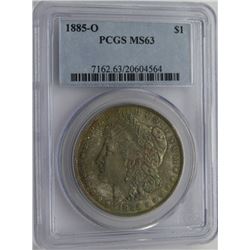 1885-O MORGAN SILVER DOLLAR PCGS MS 63