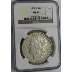 1878-S MORGAN SILVER DOLLAR NGC MS 62