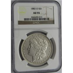 1882-O MORGAN SILVER DOLLAR NGC AU 55
