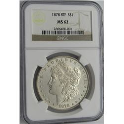 1878 8TF MORGAN SILVER DOLLAR NGC MS 62