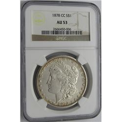 1878 CC MORGAN SILVER DOLLAR AU 53