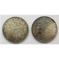 1889 & 1904-O BU TONED MORGAN DOLLARS