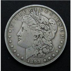 1893 MORGAN SILVER DOLLAR F/XF