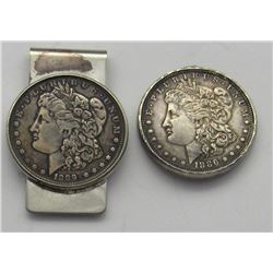 2- Morgan Silver Dollars key chain, pendant