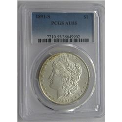 1891-S PCGS AU55 Morgan Silver Dollar $