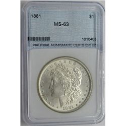 1881-P NNC MS63 MORGAN SILVER DOLLAR