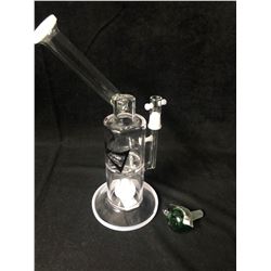 EVOLUTION HEAT WAVE TURBINE 12.5" WHITE GLASS BONG W/ BOWL