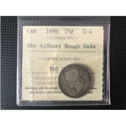 CANADIAN 1886  25 CENTS GRADED  G-4