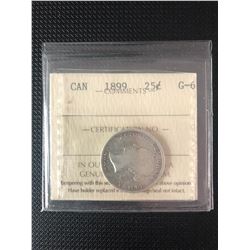 CANADIAN 1899   25 CENTS GRADED  G-6