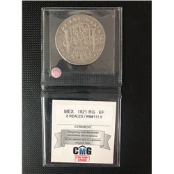MEXICAN 1821   8 REALES GRADED  EF